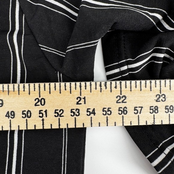 Black White Tunic Top Striped Split Sleeve V Neck Women L XL Career Office NWT - Picture 8 of 11
